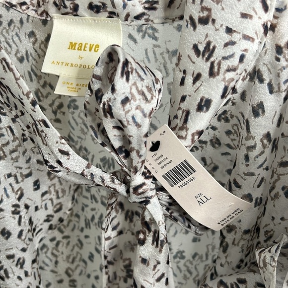 Anthropologie Maeve cheetah tie ruffle sleeve duster kimono one size - Picture 3 of 10